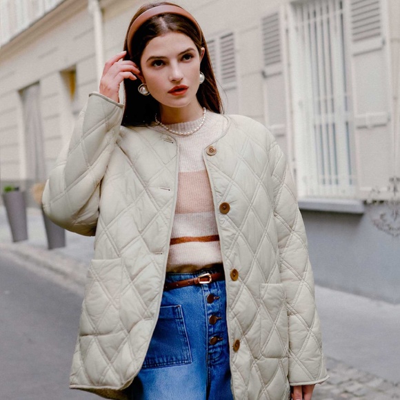 Petite Studio Beige Quilted Puffer Jacket - Picture 1 of 8